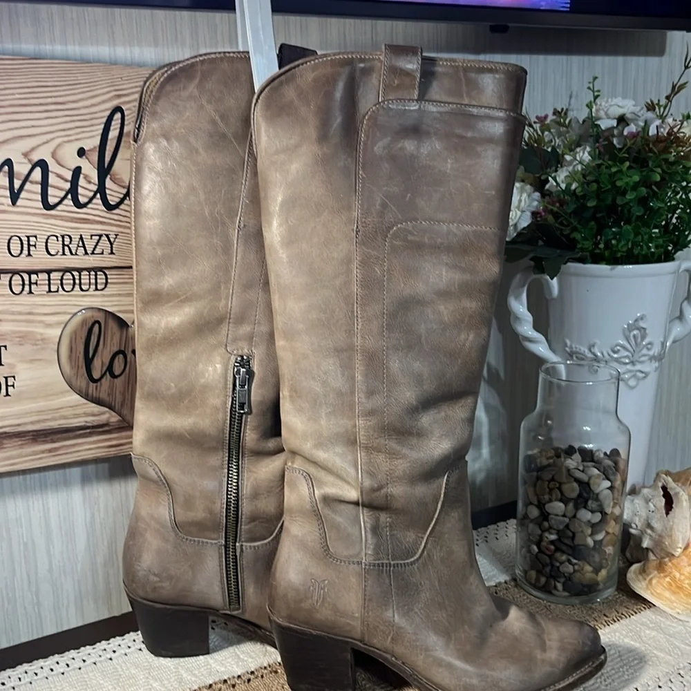 FRYE Jackie leather 76571 Heel Tall Boots Women’s Size 5.5